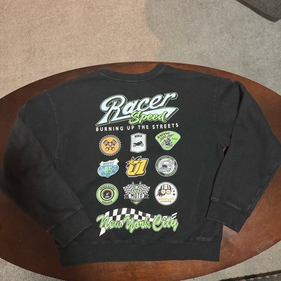 Vtg 2001 Motorcycle Racing Sweatshirt Forever 21 Black 2-Sided Men’s L Racer HTF - Picture 3 of 14